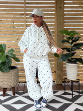Load image into Gallery viewer, Plush Polka Dot Hoodie Set - Grey/Navy