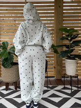 Load image into Gallery viewer, Plush Polka Dot Hoodie Set - Grey/Navy