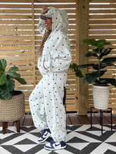 Load image into Gallery viewer, Plush Polka Dot Hoodie Set - Grey/Navy