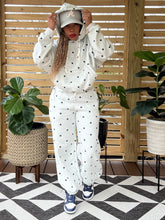 Load image into Gallery viewer, Plush Polka Dot Hoodie Set - Grey/Navy
