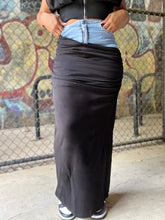 Load image into Gallery viewer, Denim Ruch Pencil Skirt