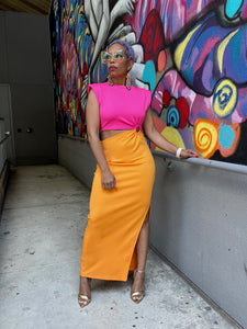 Color Block Ring Cut Out Maxi