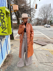 Retro Style Faux Leather Trench