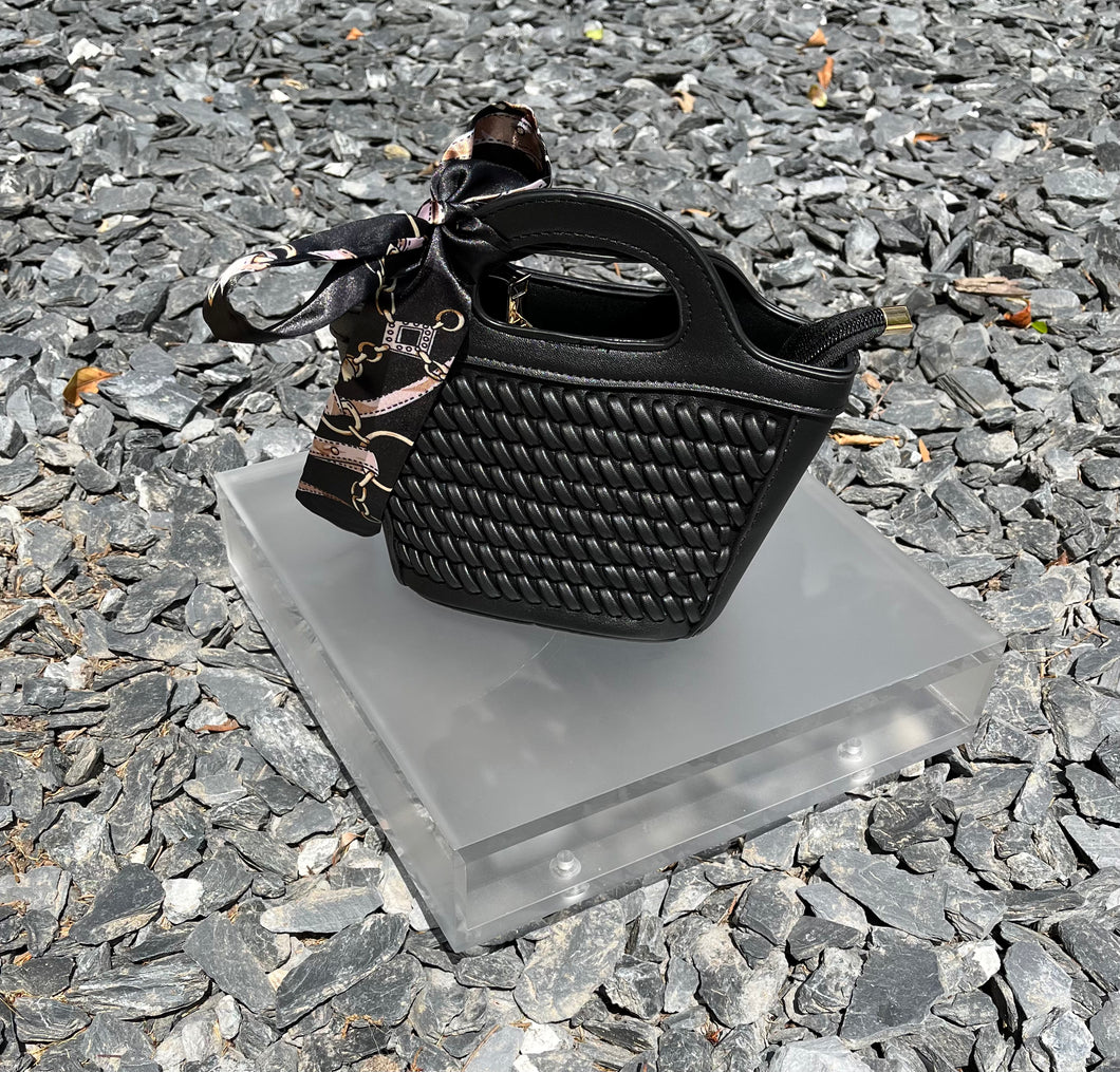 Weave Pattern Mini Bucket  - Black