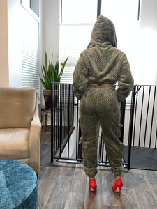 Perforated Furry Hoodie Jogger Set