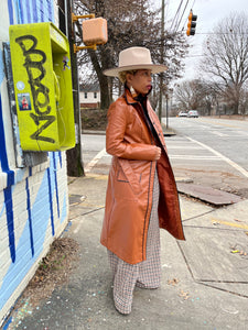 Retro Style Faux Leather Trench