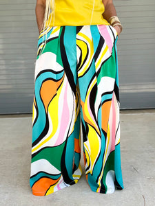 Psychedelic Print Wide Leg Pant